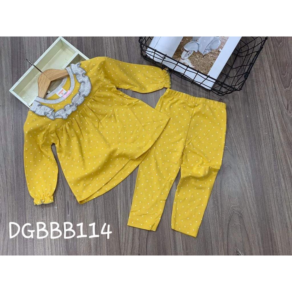 Bộ dài tay thun borip bèo cổ siêu xinh cho bé gái từ 11 đến 23kg - Bộ dài bé gái