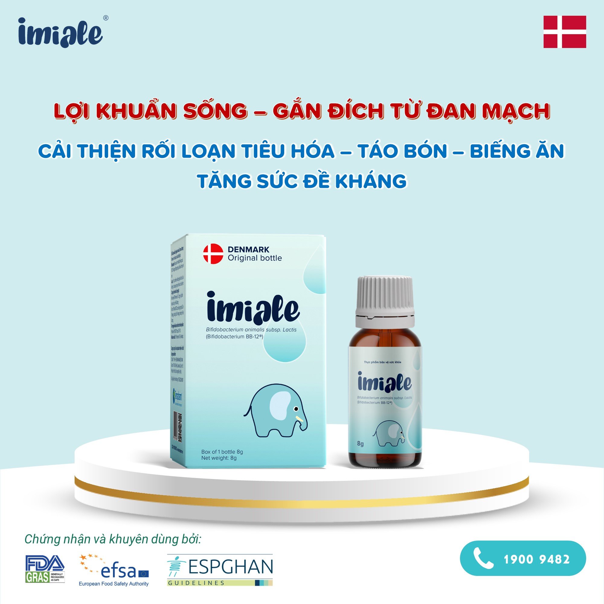 Men vi sinh IMIALE - Cải thiện tiêu hóa, biếng ăn, tăng đề kháng từ Đan Mạch