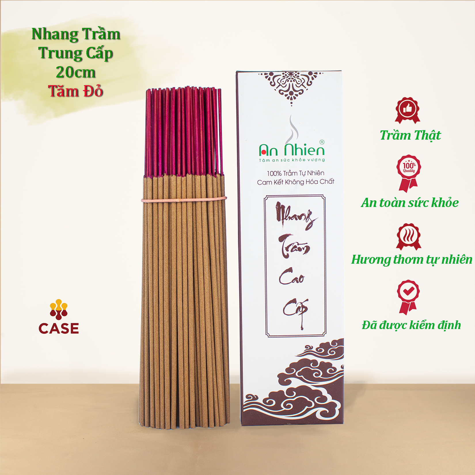 Nhang Trầm Hương An Nhiên Trung Cấp, Hương, Nhang Thờ Cúng Sạch An Toàn, Thơm Phòng, Tự Nhiên, Loại Ngắn 20 cm - 150 Que