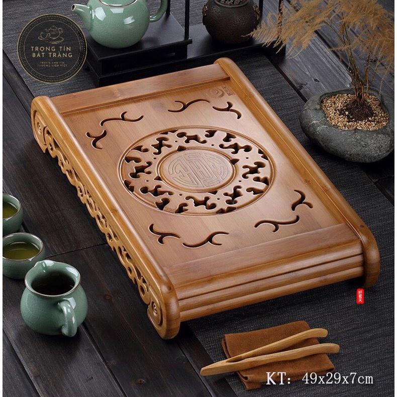 Khay Trà Tre Cao Cấp Khổng Minh Chữ Nhật Kích Thước 50*29*7 KT 04