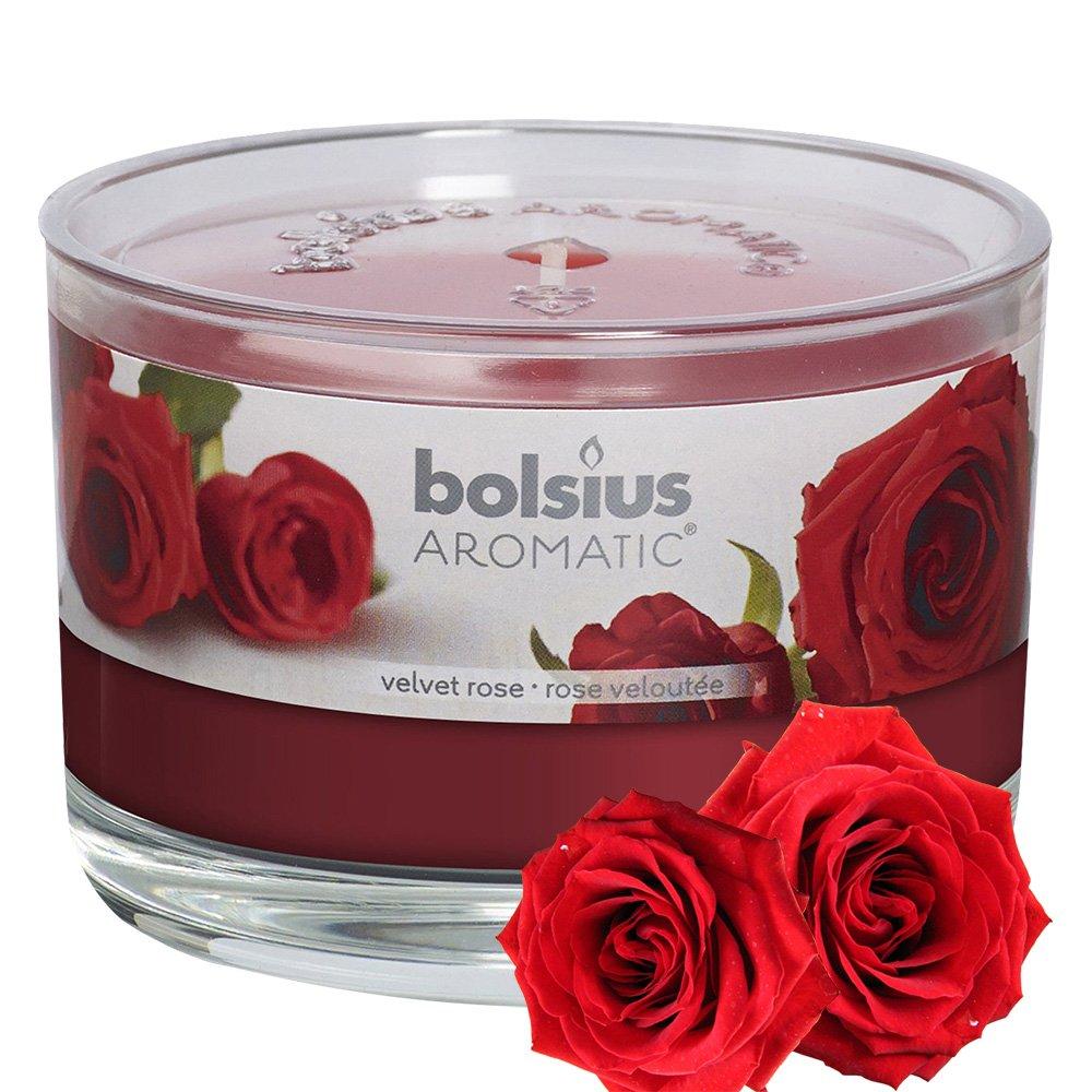 Ly nến thơm tinh dầu Bolsius Velvet Rose 155g QT024880 - hoa hồng nhung, nến trang trí, thơm phòng, thư giãn, Hỗ trợ khử mùi