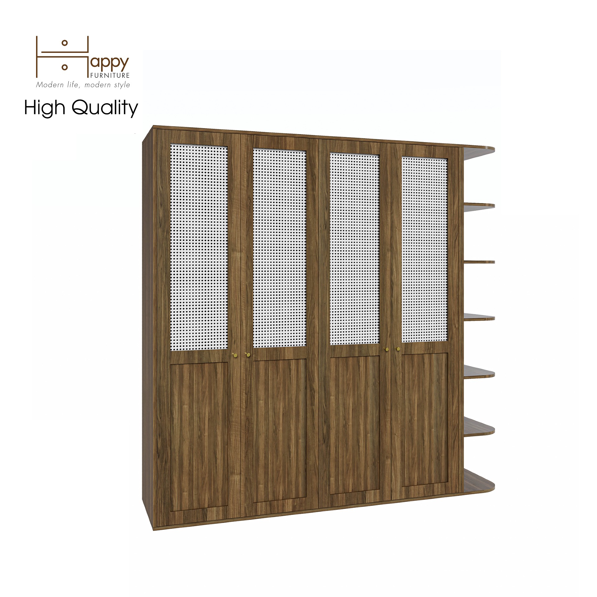 [Happy Home Furniture] ROTAN, Tủ quần áo 4 cánh mở 2mx2m , 200cm x 54cm x 200cm ( DxRxC), TCM_139
