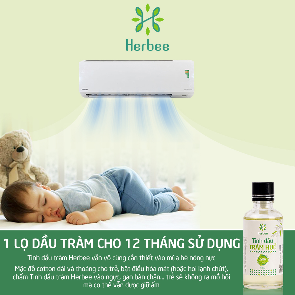 Tinh Dầu Tràm Herbee , Dầu Tràm Nguyên Chất, Giữ Ấm Cơ Thể Khi Trời Lạnh, Chiết Xuất 100% Từ Lá Tràm Gió Huế