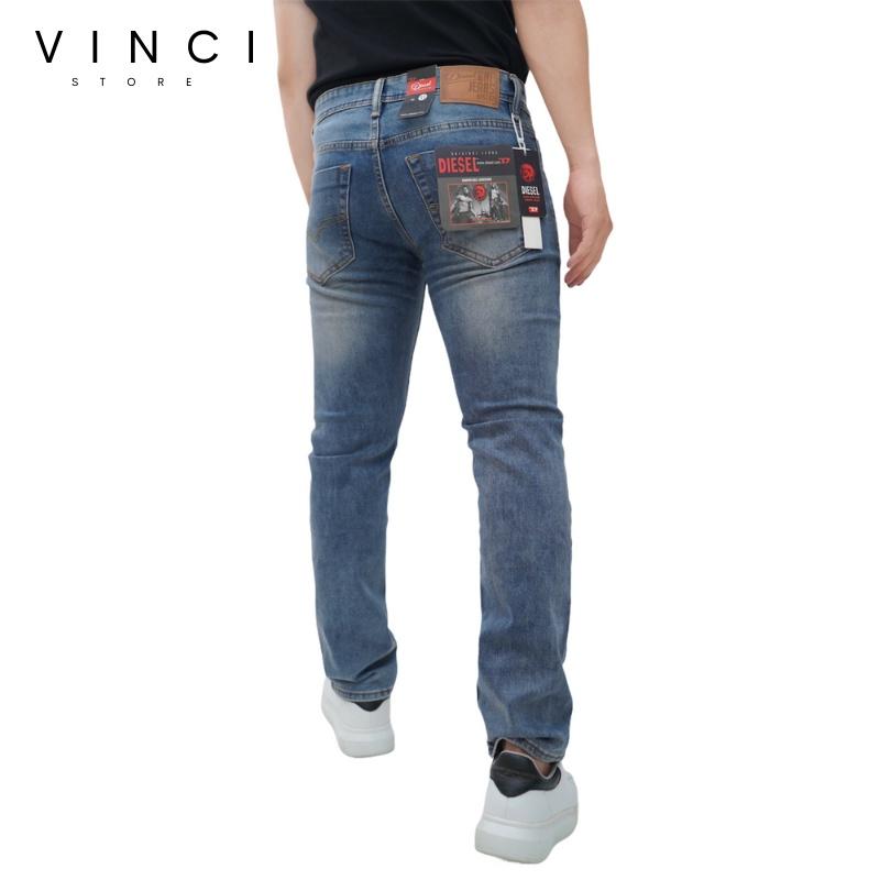 Quần Jean Nam Rách Ống Côn Slim Fit Màu Bụi