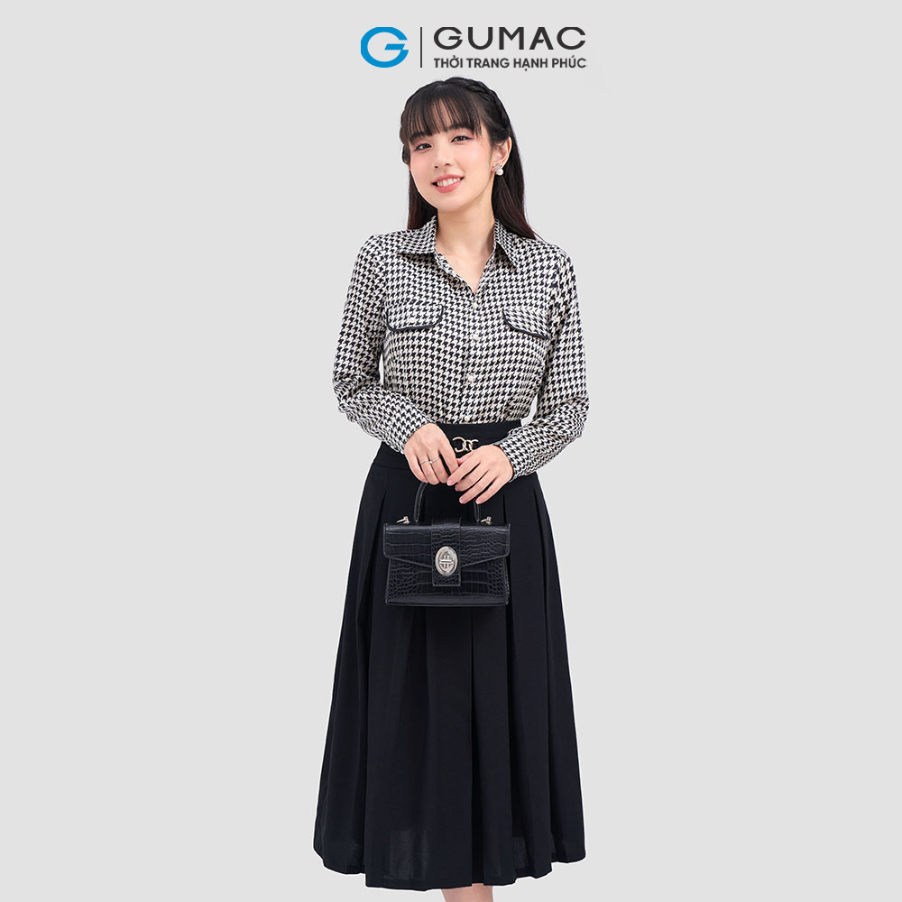 Áo sơ mi nữ GUMAC LA1007 vải lụa phối nắp túi công sở