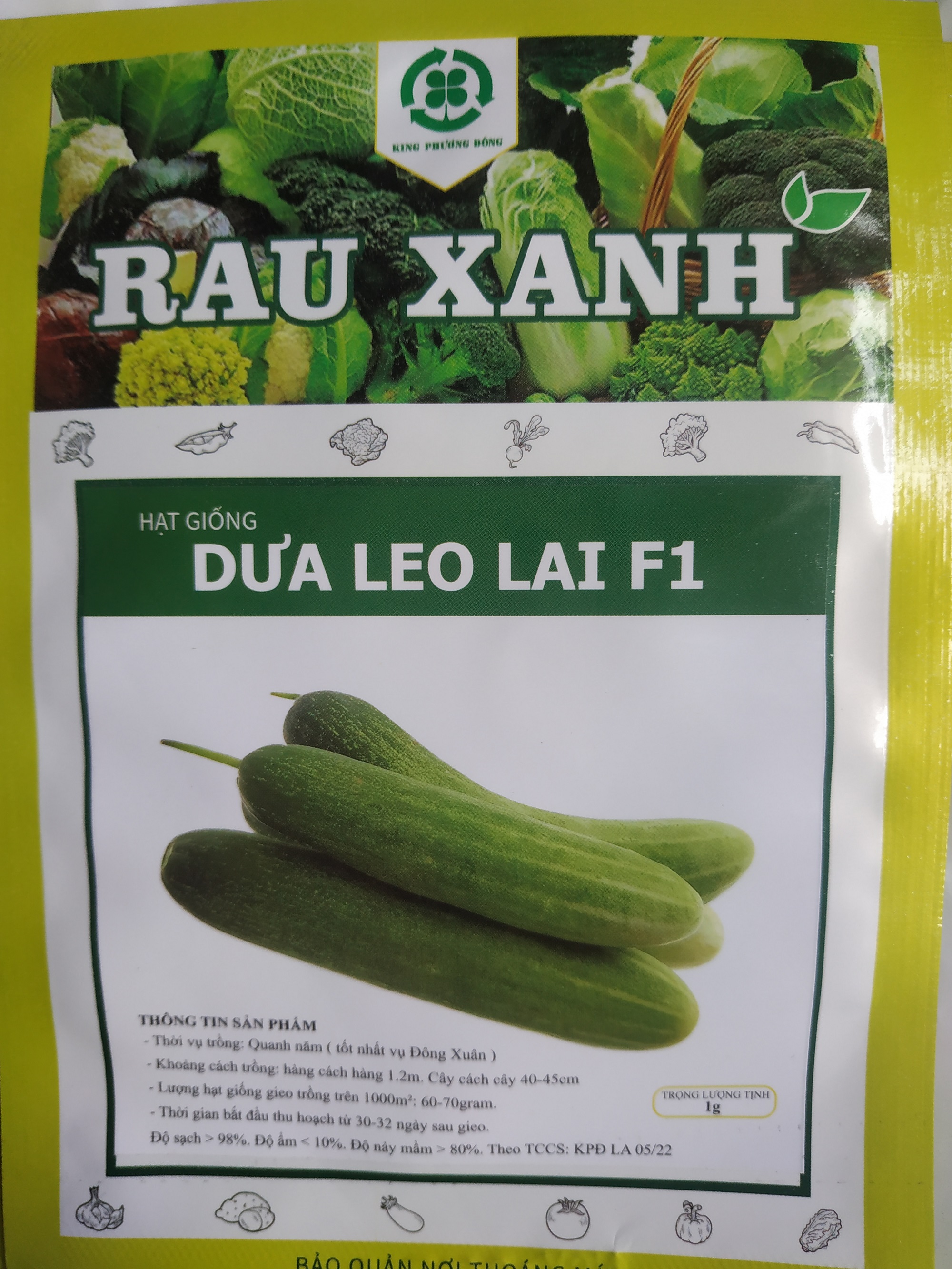 Combo 5 gói Hạt giống DƯA LEO LAI F1 - gói 1 gram
