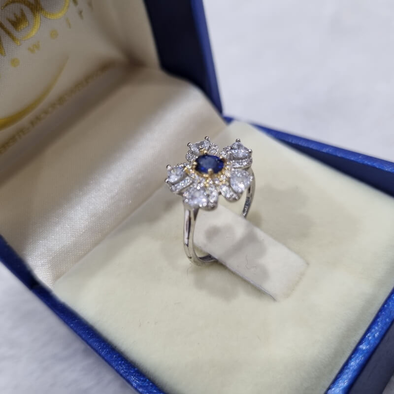 Nhẫn Đính Đá Sapphire thiên nhiên Free Size - MOON Jewelry
