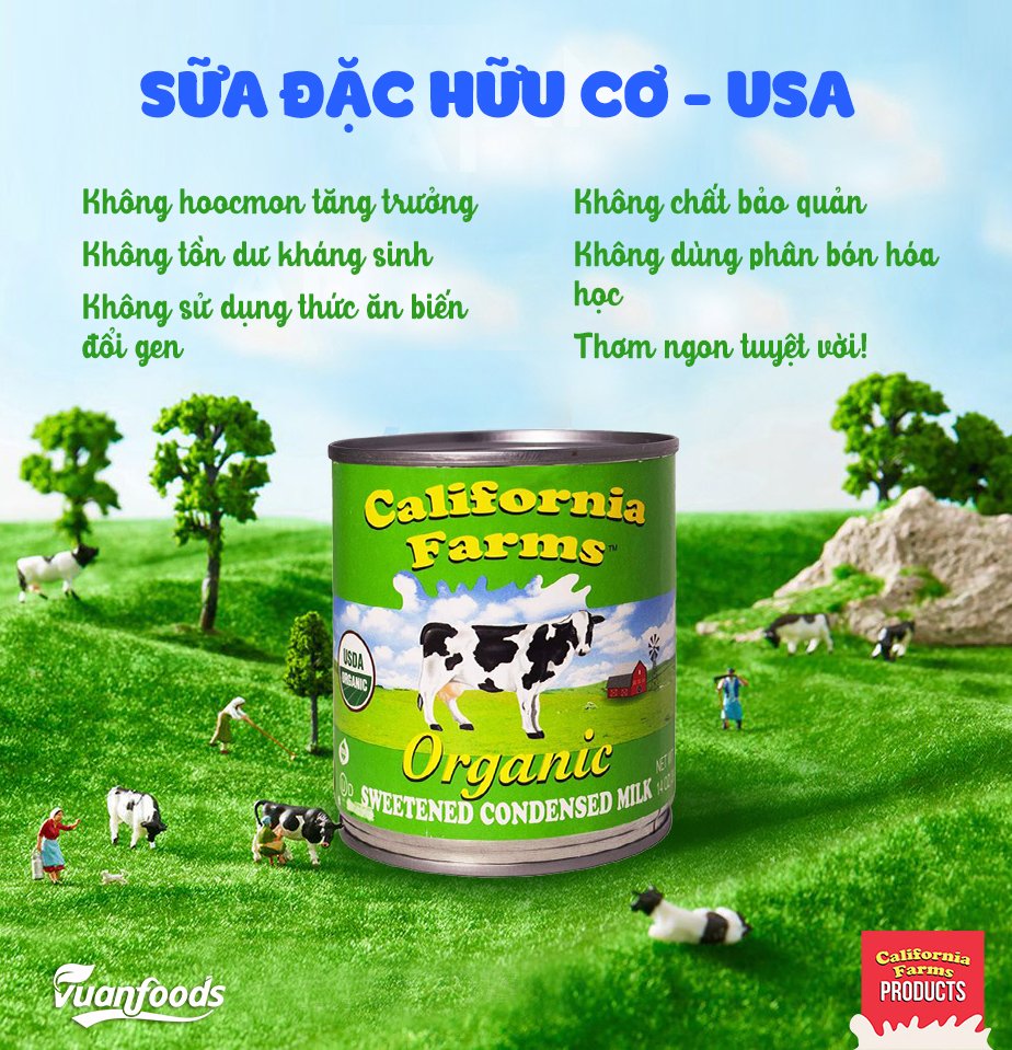 Sữa đặc có đường hữu cơ California Farms - Organic Sweetened Condensed milk California Farms 397gr