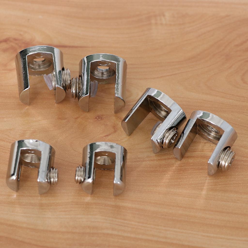 2pcs Cylindrical Shape Adjustable Glass Clamp Shelf Support Brackets for Bathroom Office Seat Isolation