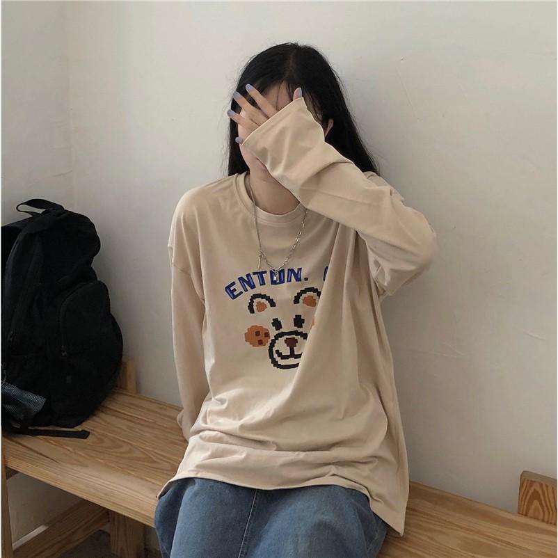 Áo Thun Tay Dài Unisex GẤU ETUN Ulzzang Thu Đông