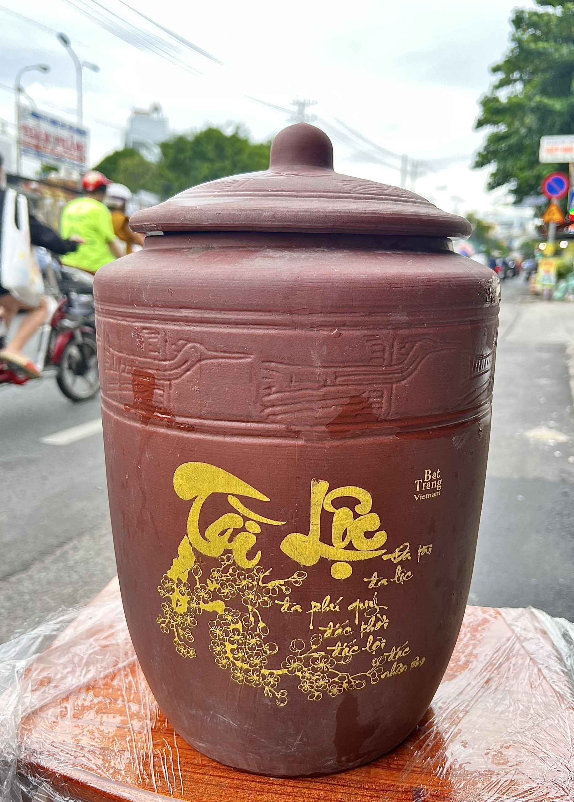 Hũ gạo Tài Lộc Đất Đỏ Bát Tràng đựng 9 kí gạo