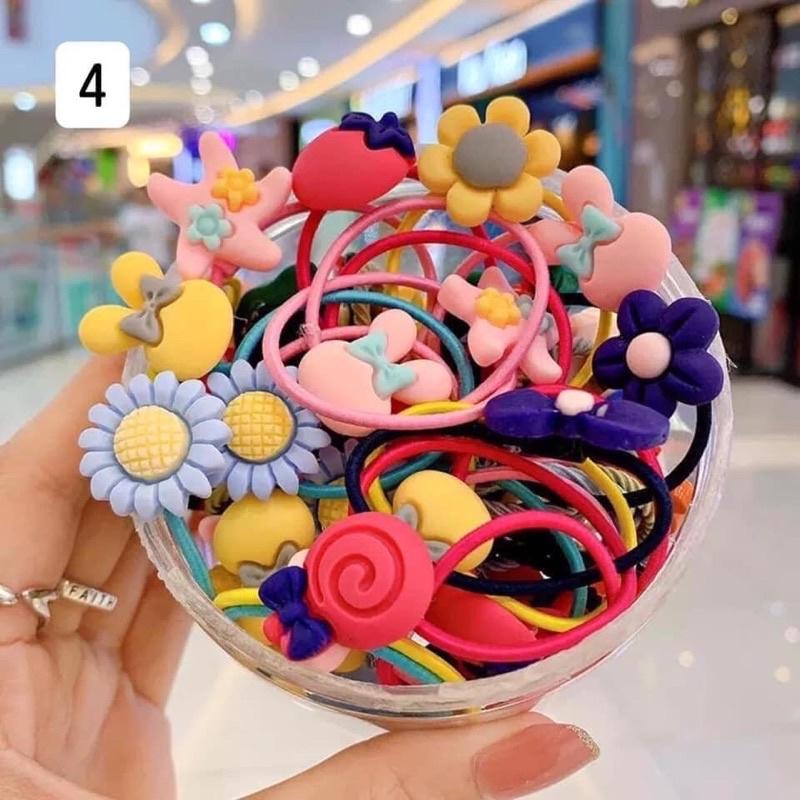 Hộp 30 dây buộc tóc dễ thương phong cách hàn quốc cho bé