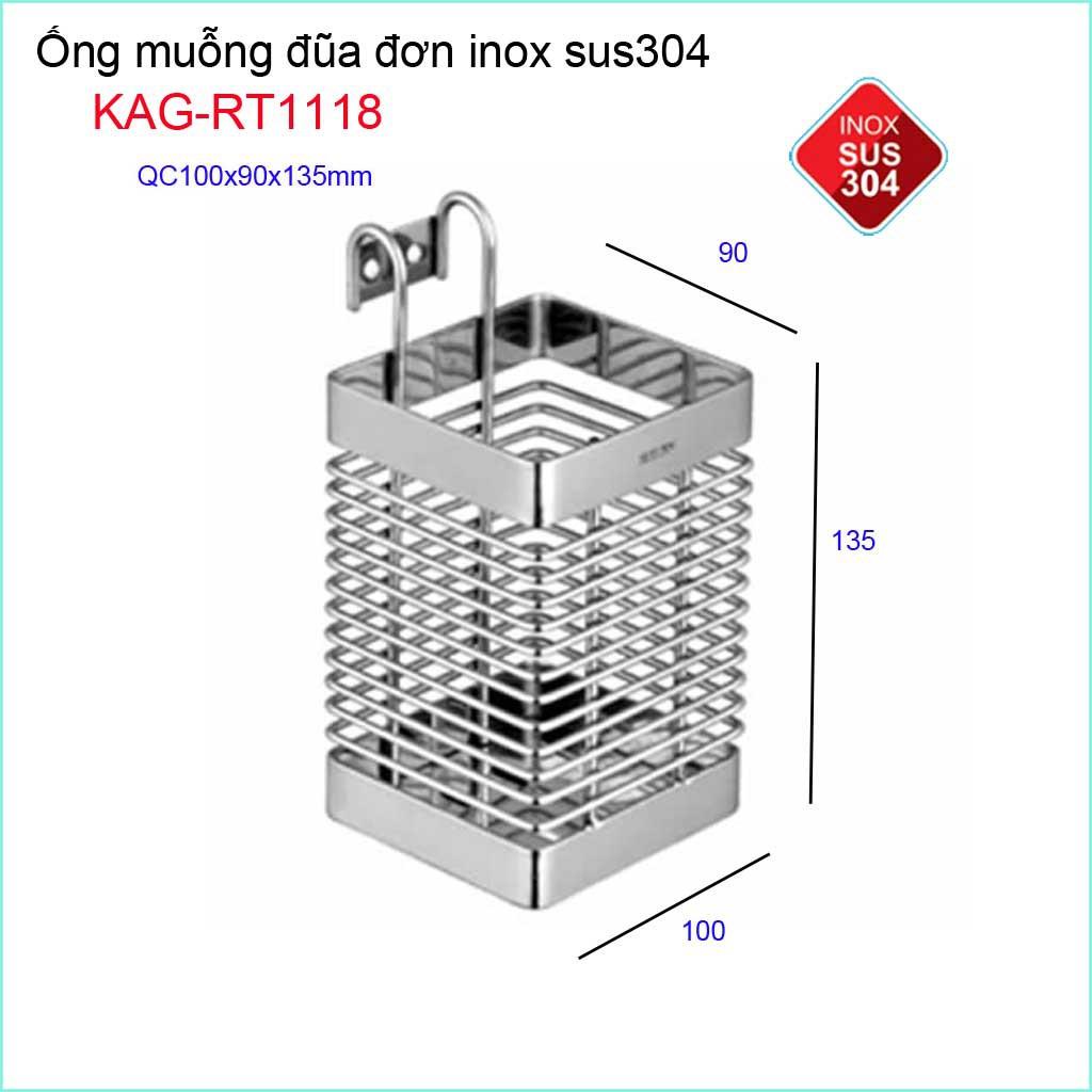 Ống đũa đơn KAG-RT1118, ống đựng đũa nhà bếp Inox SUS304 siêu bền giá tốt sử dụng tốt
