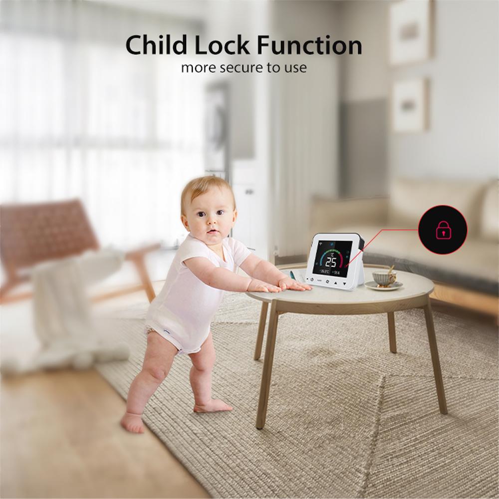 Tuya WiFi Intelligent Temperature Humidity Infrared Controller USB Power Supplys Home Living Room Bedroom Air Conditioner Thermostat LCD Display Screen with Backlight APP Remotes Control