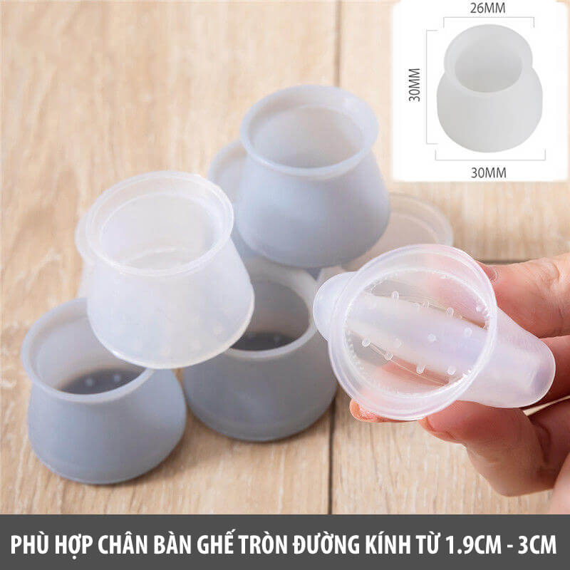 COMBO 4 Miếng Lót Chân Bàn Ghế Silicone Bọc Chân Bàn Ghế Vuông &amp; Tròn Tiện Lợi