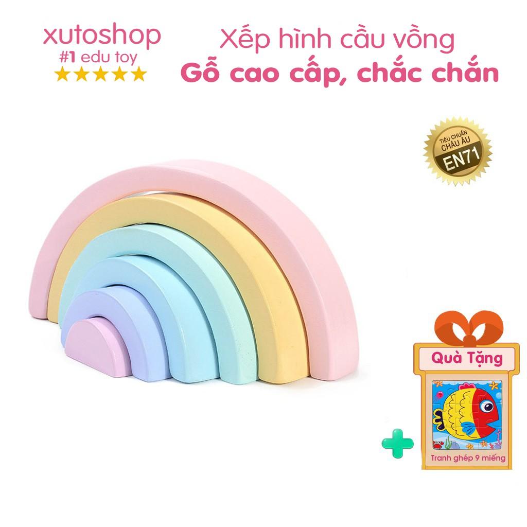 Bộ đồ chơi xếp hình cầu vồng bằng gỗ cho bé