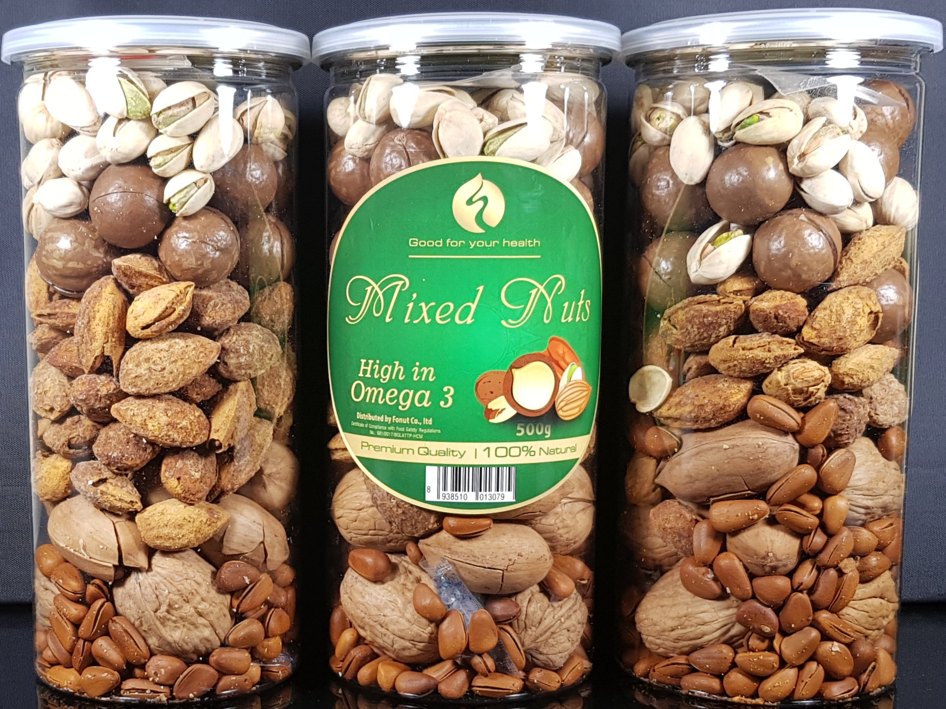 Mixed nuts 6 loại hạt dinh dưỡng Macca, Óc Chó, Hạnh Nhân, Hạt Hồ Đào, Hat Dẻ Cười, Hạt Thông (hũ 500gr)