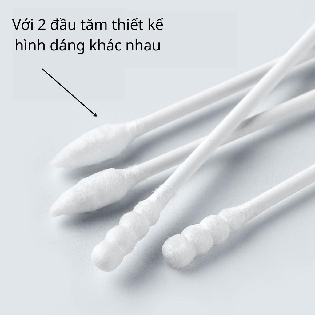 Sản phẩm dụng cụ trang điểm làm đẹp _ Combo hộp 200c tăm bông ráy tai lớn  cao cấp với 2 đầu tăm thiết kế hình dáng khác nhau làm sạch sâu bên trong , an toàn và tiện lợi