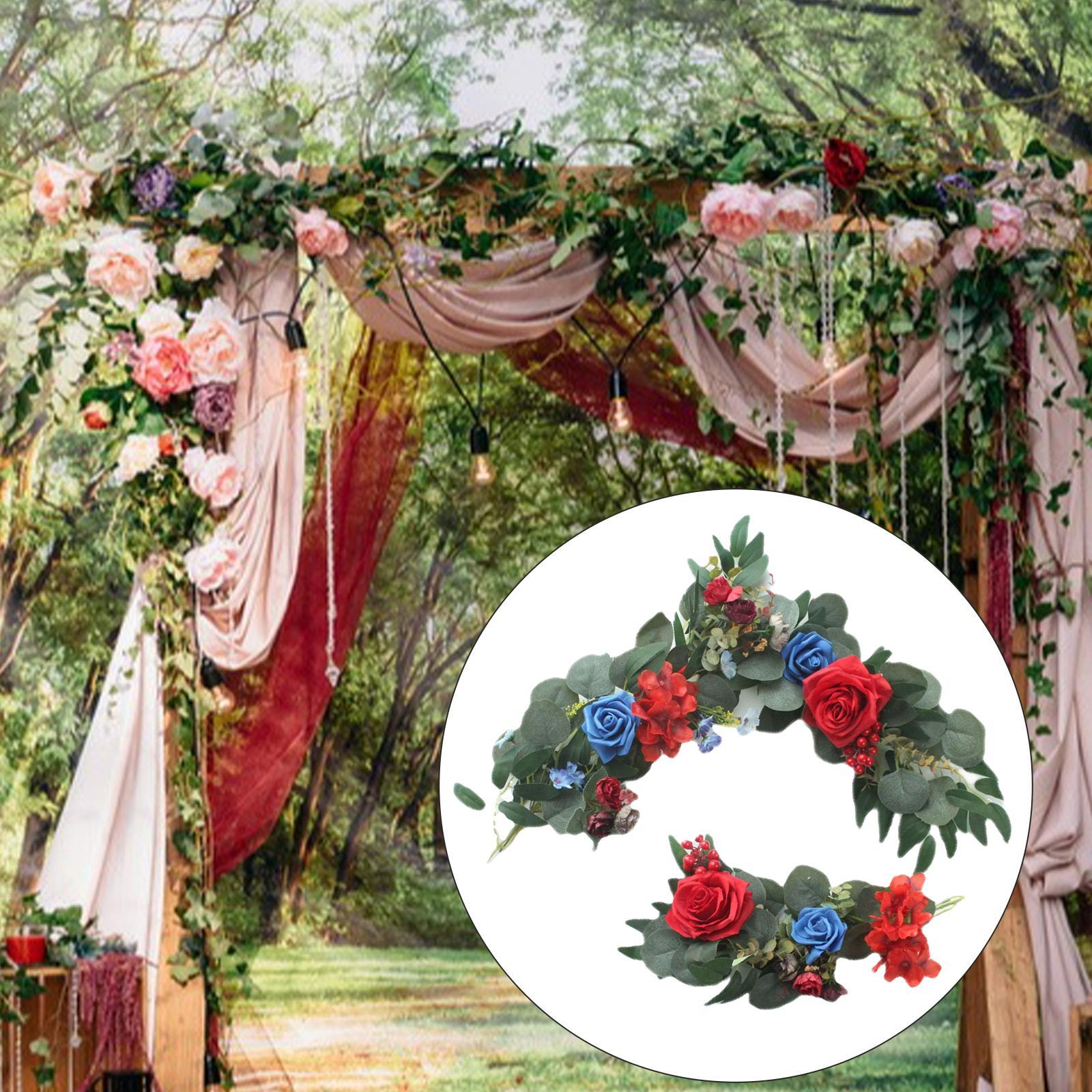 2x Silk Wedding Arch Flowers Kit Fake Flower Row Decoration Reception Window