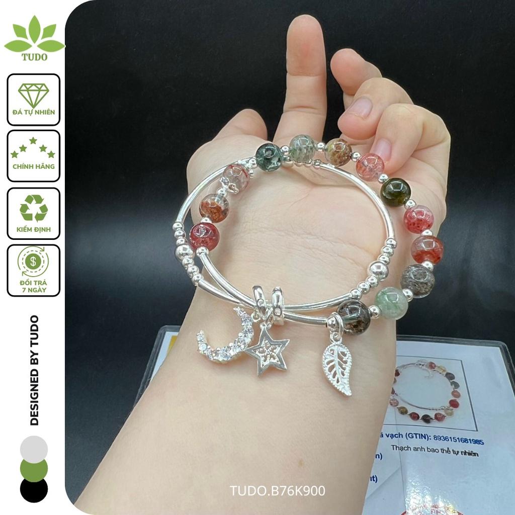 Vòng Tay Nữ Đẹp - Vòng Phong Thủy Đa Mệnh TUDO VCBTAUL AG925 B76K900 Charm Trăng, Sao, Lá