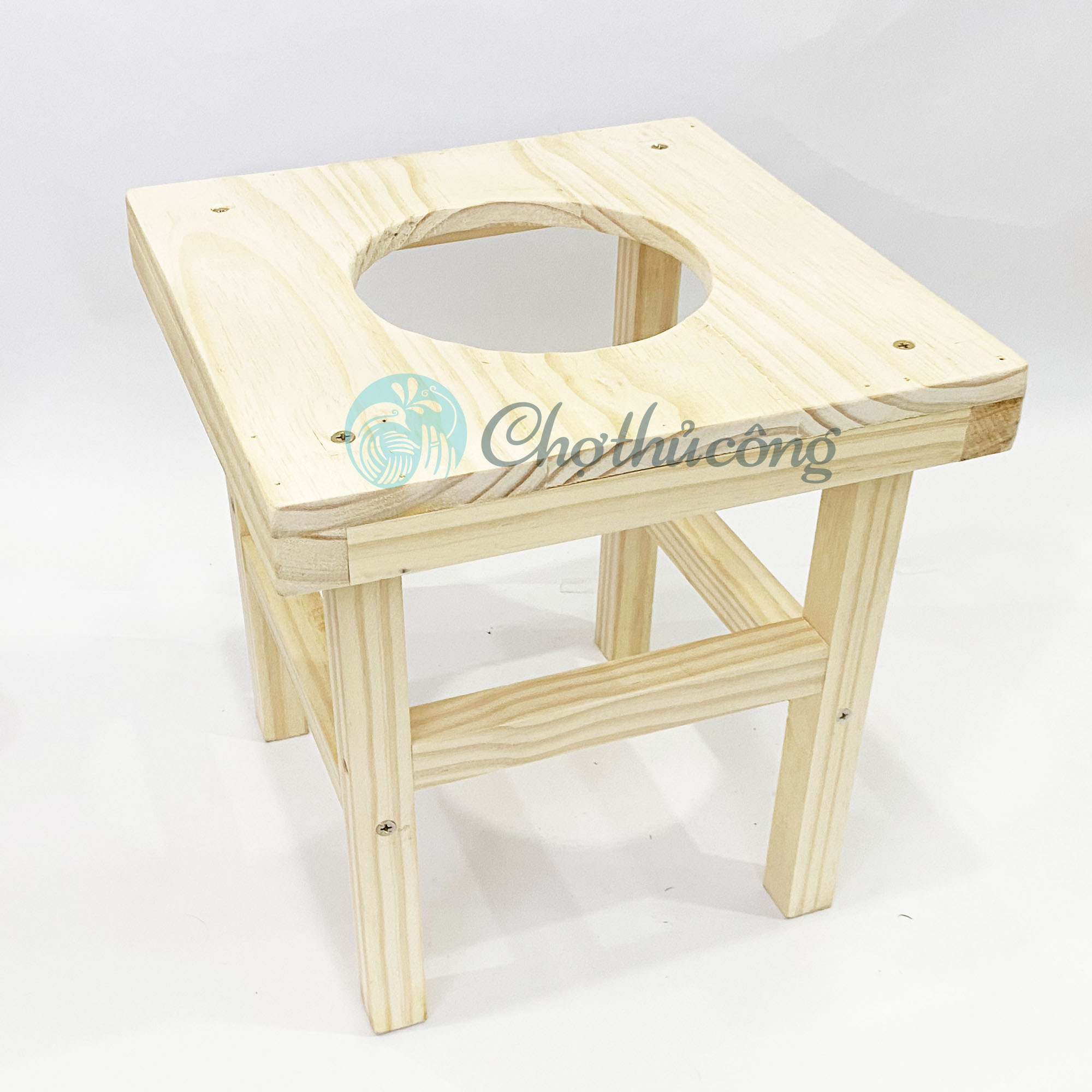 Ghế xông phụ khoa - Ghế xông hơi sau sinh từ gỗ thông tự nhiên cao cấp, tặng quây cách nhiệt nỉ VNXK