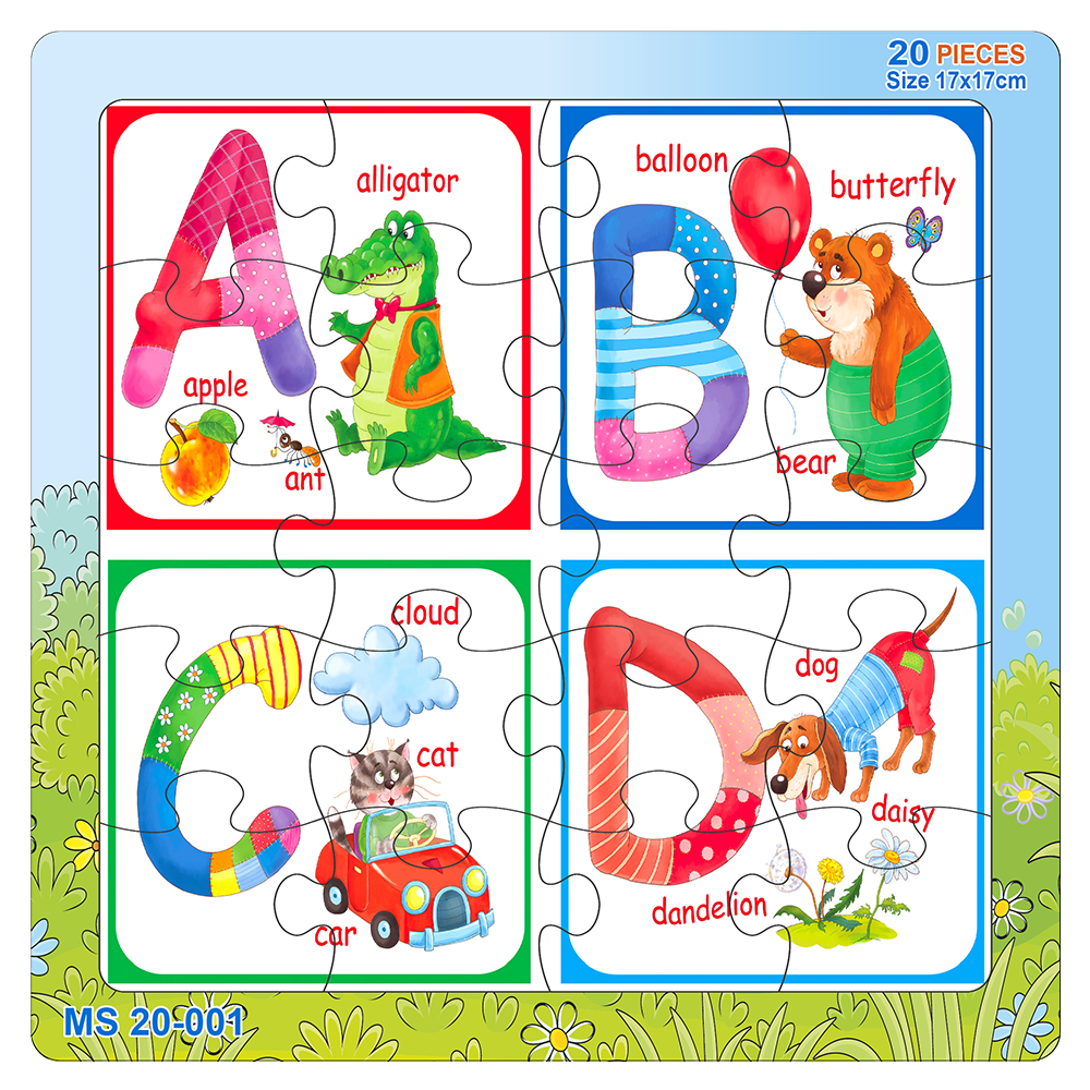 07 bộ tranh xếp hình 20 mảnh size 17x17cm – đồ chơi trí tuệ cho bé từ 2 tuổi – Combo The Alphabet