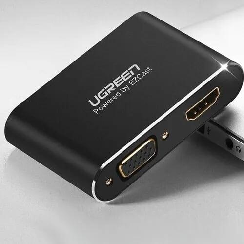 Ugreen UG30963US228TK Màu Đen Bộ chuyển USB sang HDMI + VGA có cổng âm thanh + hỗ trợ nguồn - HÀNG CHÍNH HÃNG