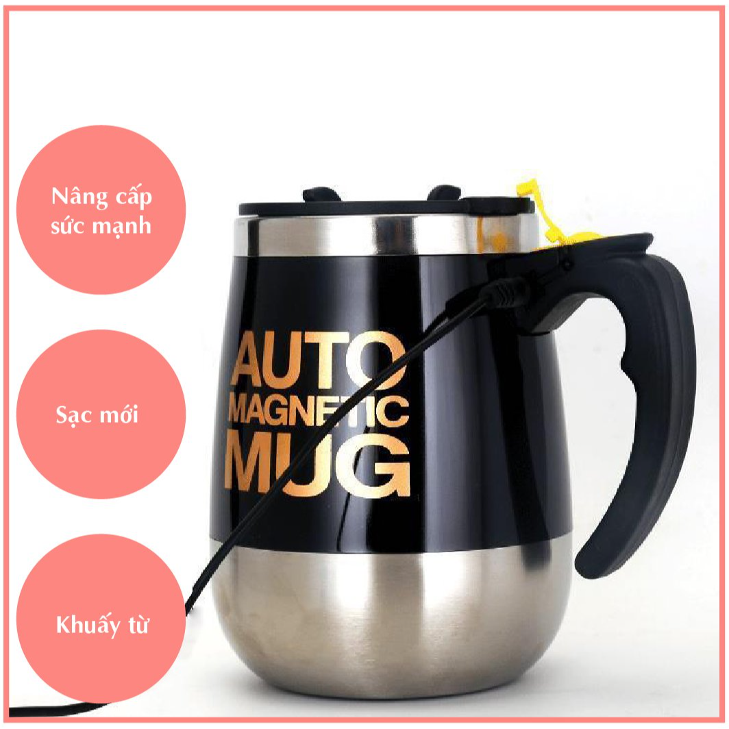 Ly tự khuấy Sạc điện, Cốc pha cafe tự trộn bằng Inox dung tích 400ml