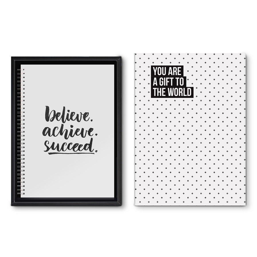 Hộp quà sổ SDstationery You are a gift to the world - Sổ lò xo A5 màu bìa silver (mẫu bìa ngẫu nhiên)