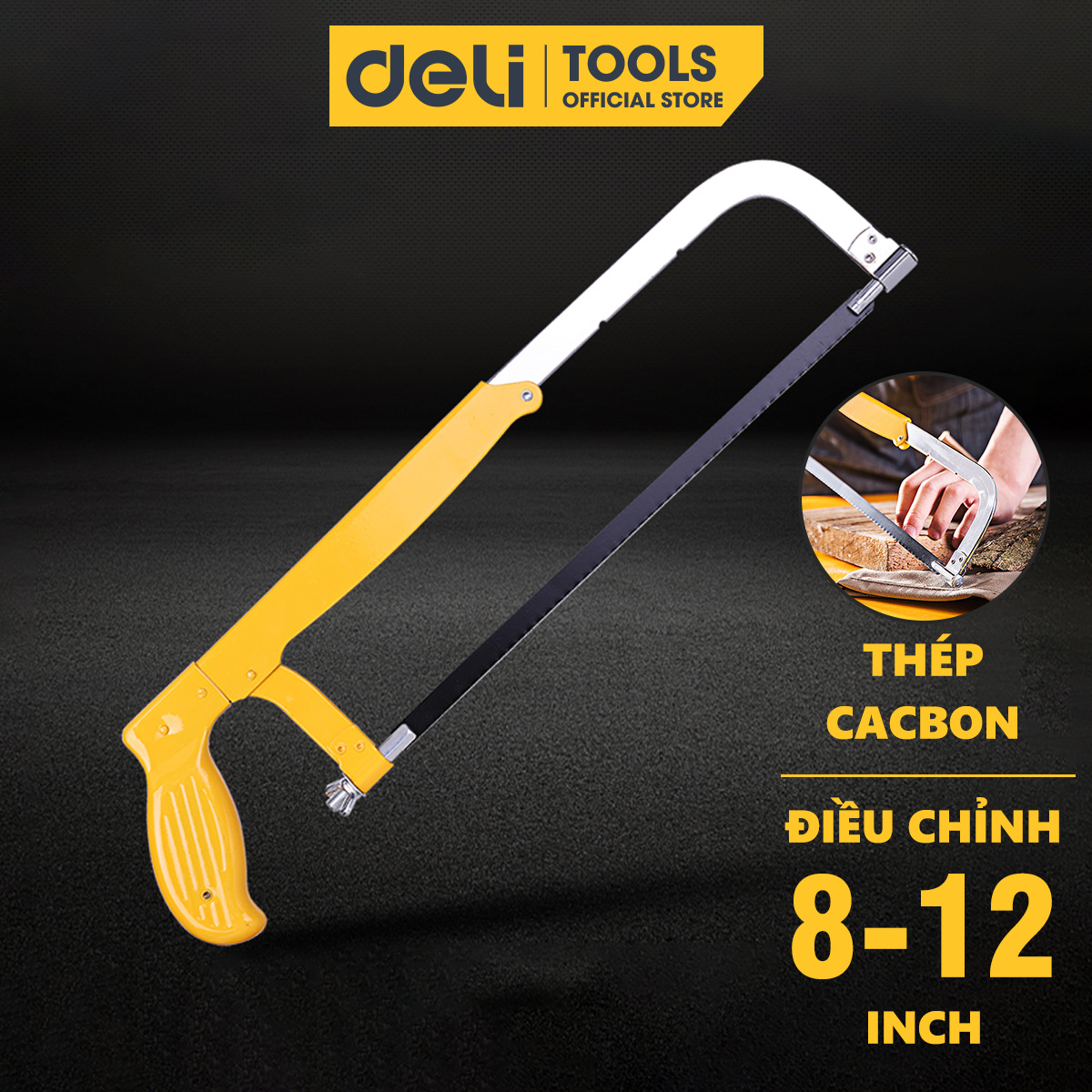 Cưa Cầm Tay Điều Chỉnh Đa Năng 8-12inch Deli, Lưỡi Cưa Thép Siêu Bền Cắt Trên Nhiều Chất Liệu DL6008