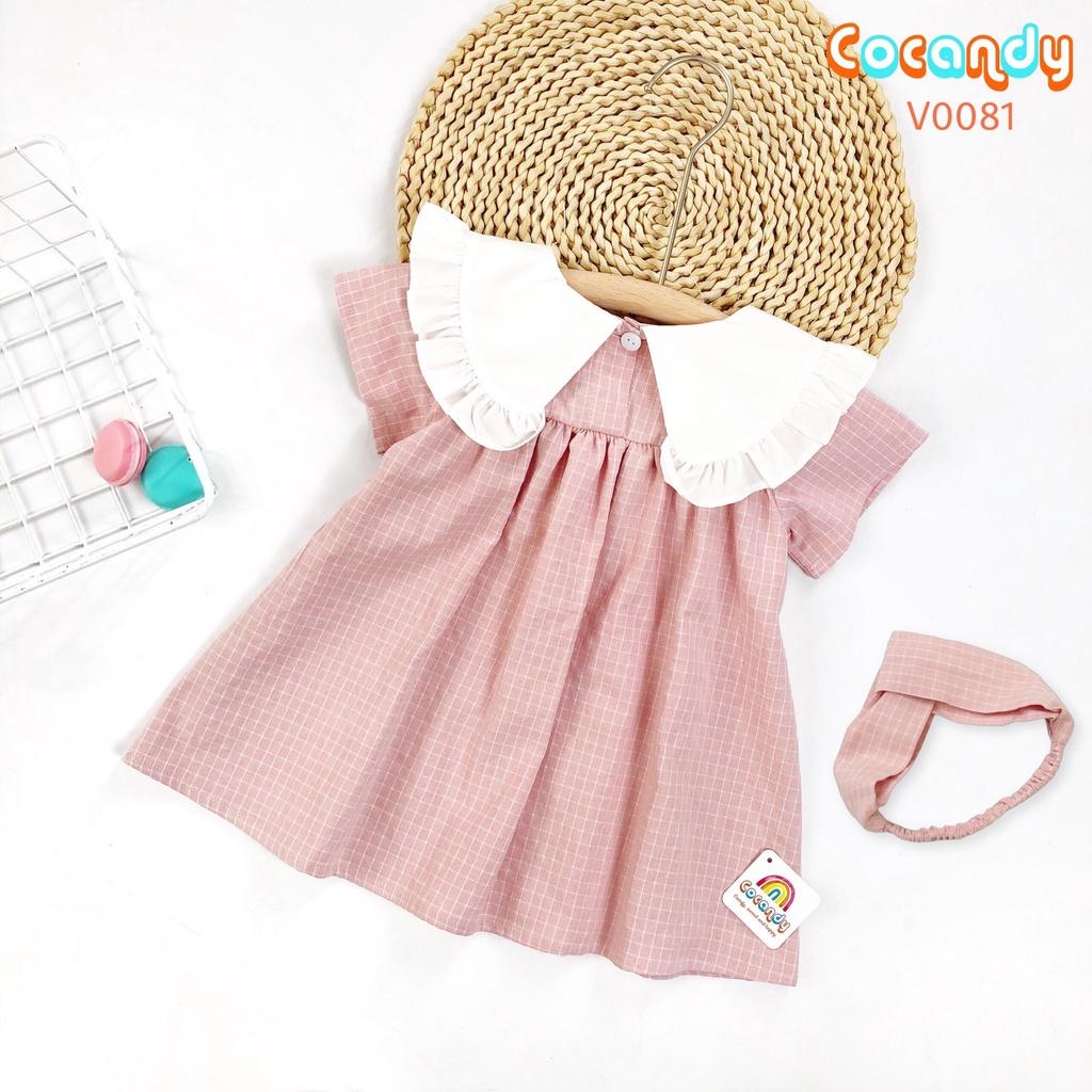Váy babydoll Hồng phối Trắng cho bé của COCANDY mã V0081