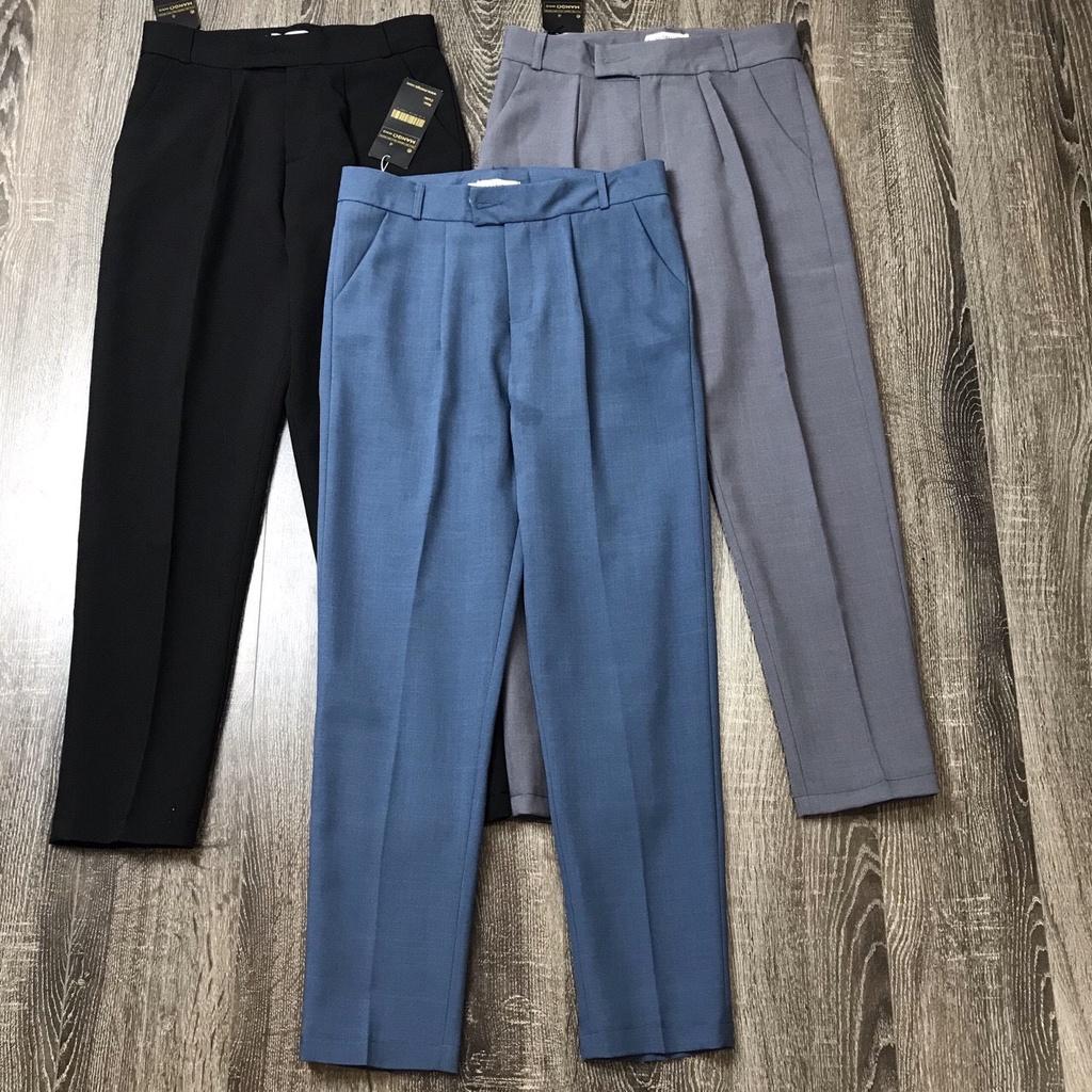 Quần tây nữ quần baggy lưng cạp cao vải from đẹp thời trang âu công sở dày dặn dài màu đen đi học chuẩn