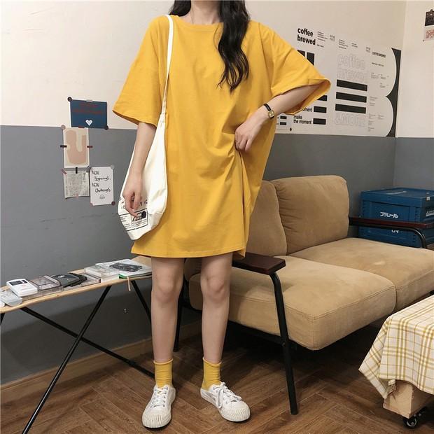 Áo thun tay lỡ trơn VÀNG phông Unisex nam nữ tee oversize form rộng pull Ulzzang Streetwear Hàn Quốc vải mềm