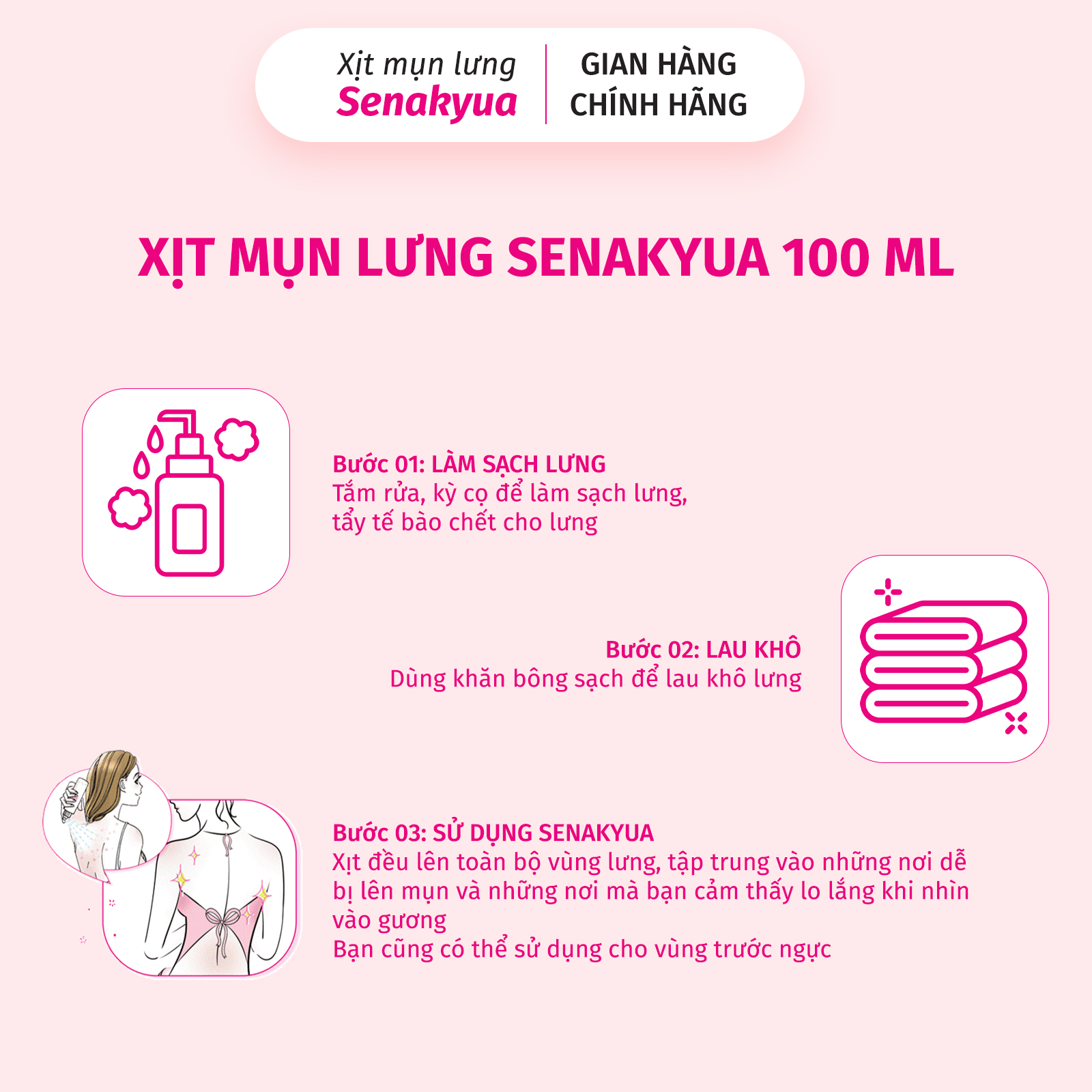 Xịt mụn lưng Senakyua Kobayashi Nhật Bản 100ml- Giảm mụn, thâm, dưỡng ẩm cho lưng, body