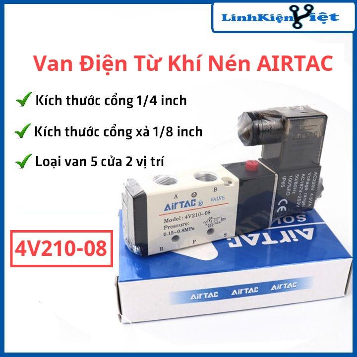 Van điện từ khí nén AIRTAC mã 4V210-08, van khí nén 5 kênh hai chữ số