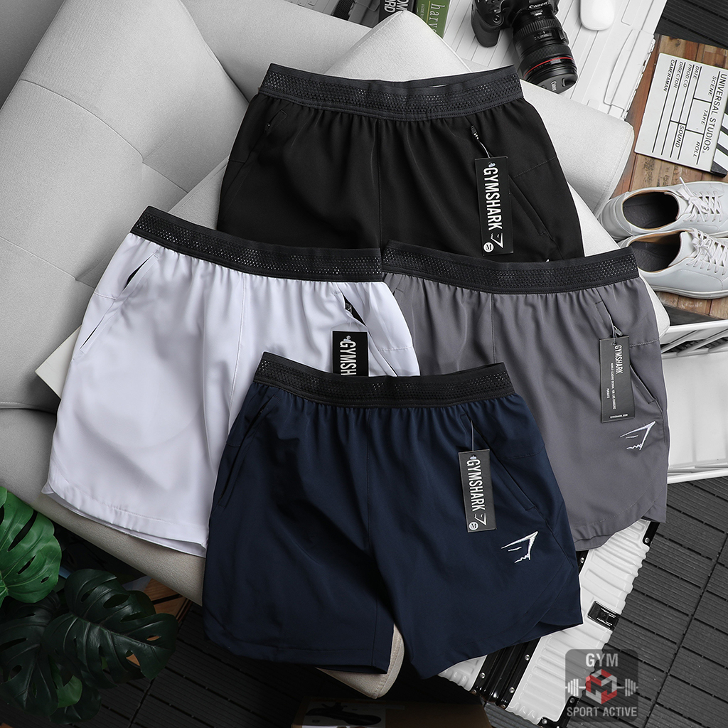 Quần short nam thể thao quần đùi chạy bộ tập gym nam short GymShark chất xi vát gấu phom ngắn trên gối
