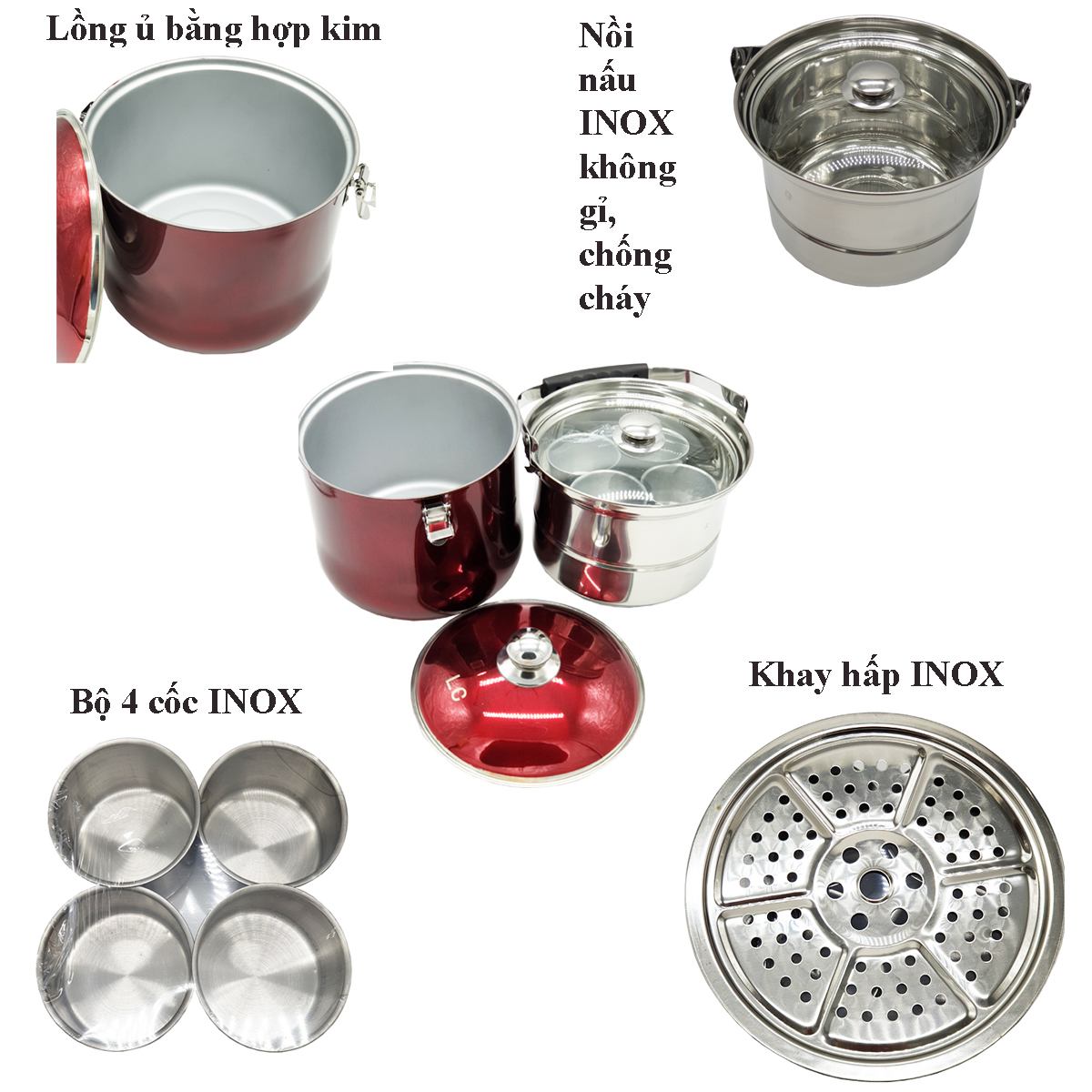Nồi ủ nấu chậm đa năng INOX 304 cao cấp loại 7 lít HG hàng Việt Nam