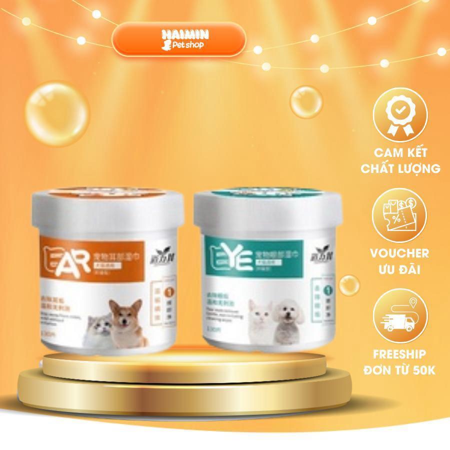 Khăn ướt lau mắt và tai ố bẩn cho thú cưng chó mèo chiết xuất từ Lô Hội - Hộp 130 chiếc