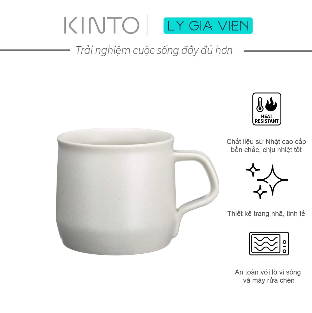 Cốc Sứ Tráng Men Nhật Kinto Fog Mug 270Ml - White
