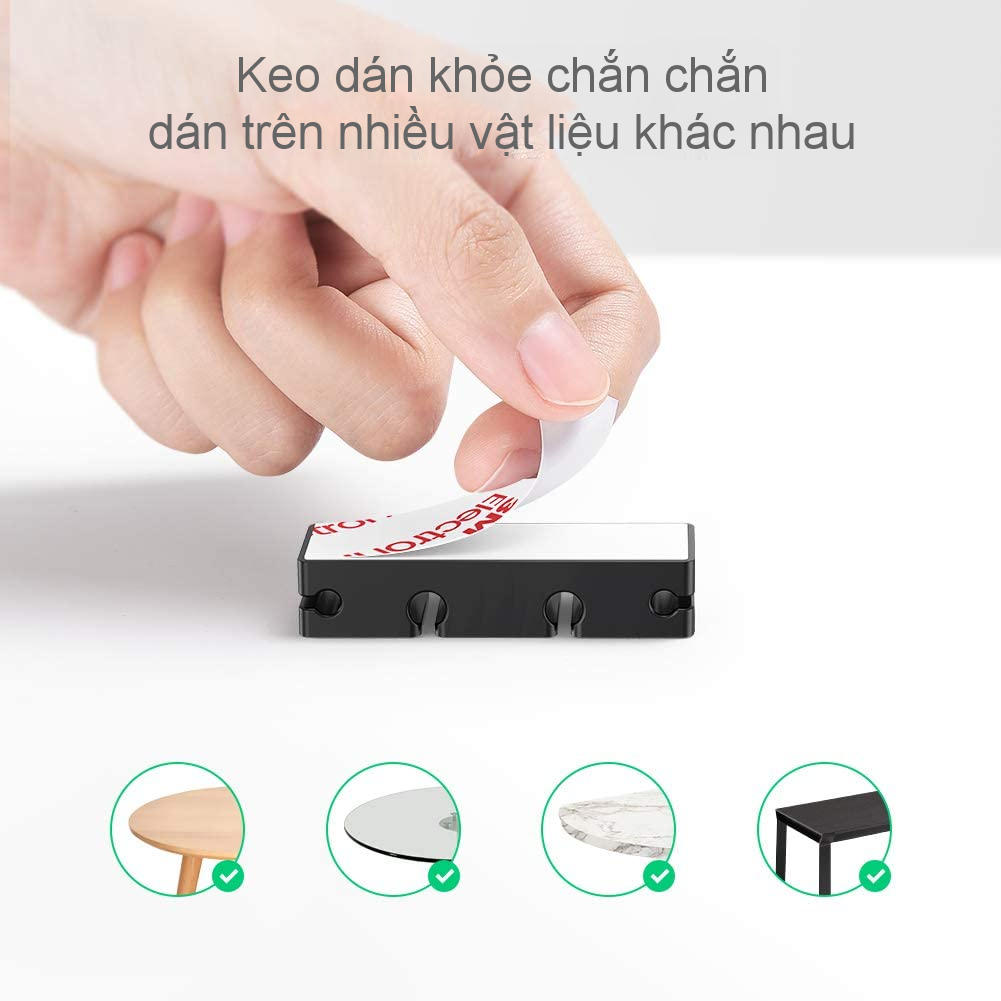 Hình ảnh Kẹp cố định dây cáp, dây tai nghe, dây mạng, dây sạc... giúp gọn không gian 3 rãnh và 1 rãnh UGREEN 70585 - Hàng chính hãng