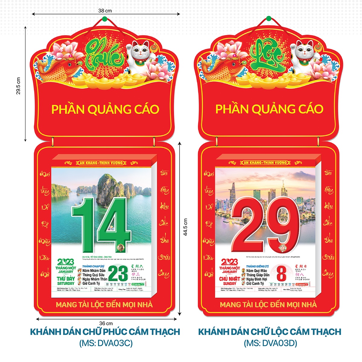 Lịch Bloc Cực Đại Đặc Biệt Cao Cấp 2024 - Lịch Tết 2024 - Quà Tặng Lịch Treo Tường HT7