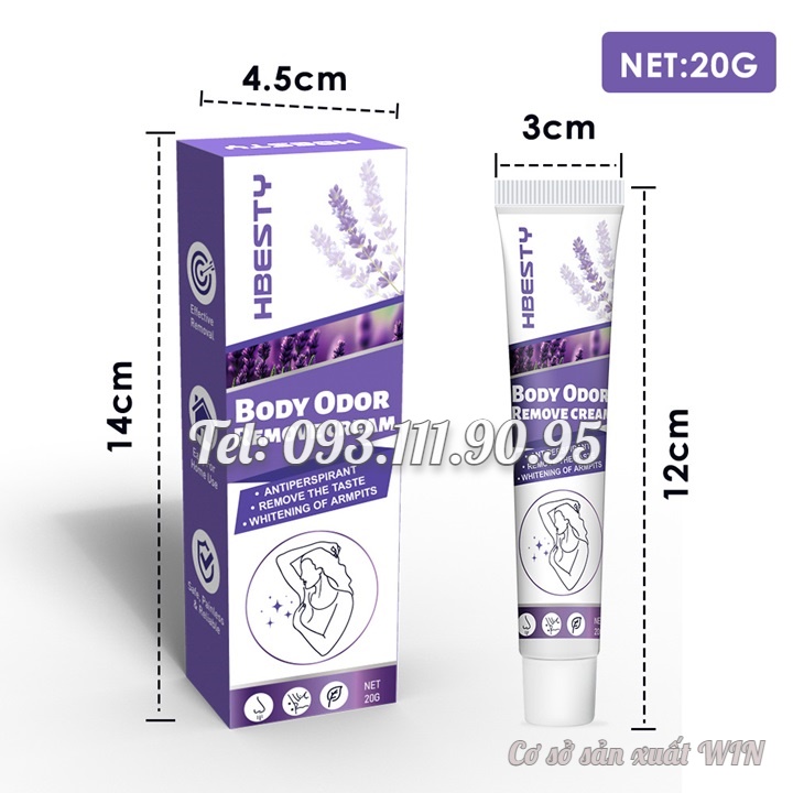 Kem khử mùi cơ thể, dứt điểm hôi nách với chiết xuất từ hoa oải hương loại 20g xuất xứ Nhật Bản – Mã số 1235