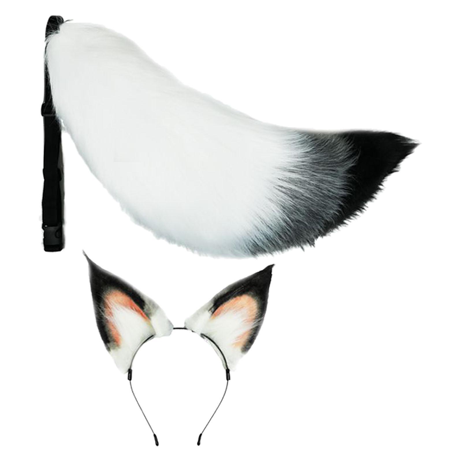 2x Plush Fox Ears and Tail Set Kids Adult Headband Cosplay Fancy Dress