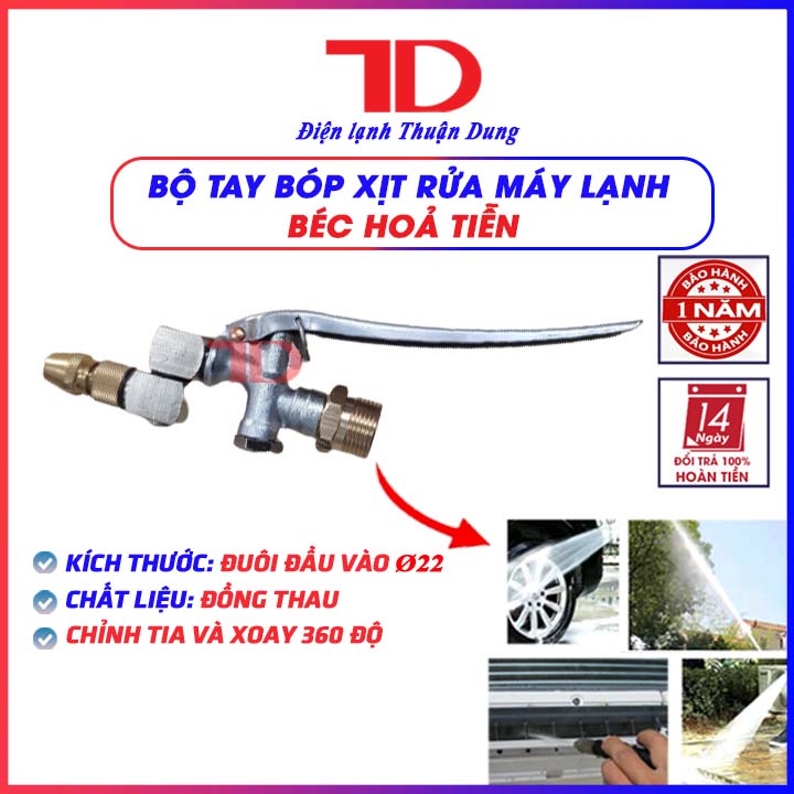 Tay bóp xịt rửa máy lạnh vệ sinh điều hoà xoay 360 độ có chỉnh tia - Điện lạnh Thuận Dung - Béc hoả tiễn