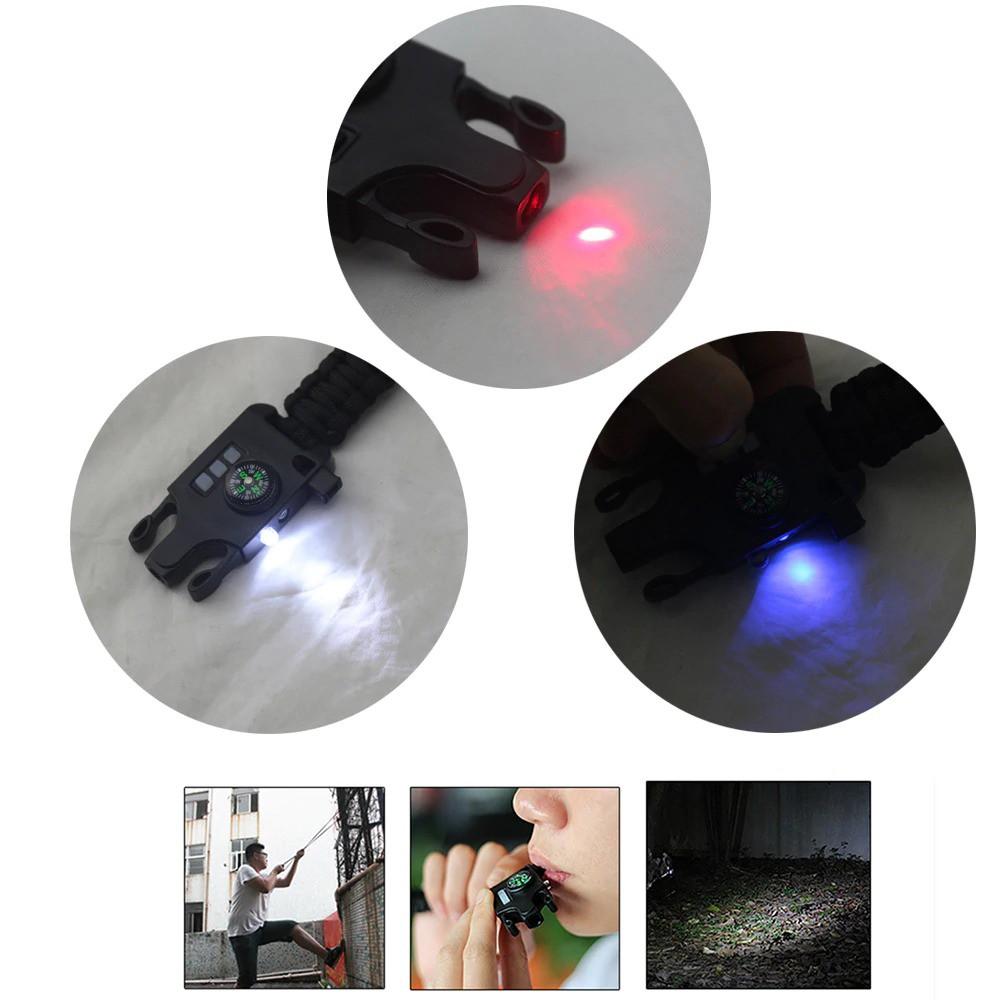 Vòng đeo tay sinh tồn laser hồng ngoại SOS đèn pin la bàn có thể sạc lại AK17