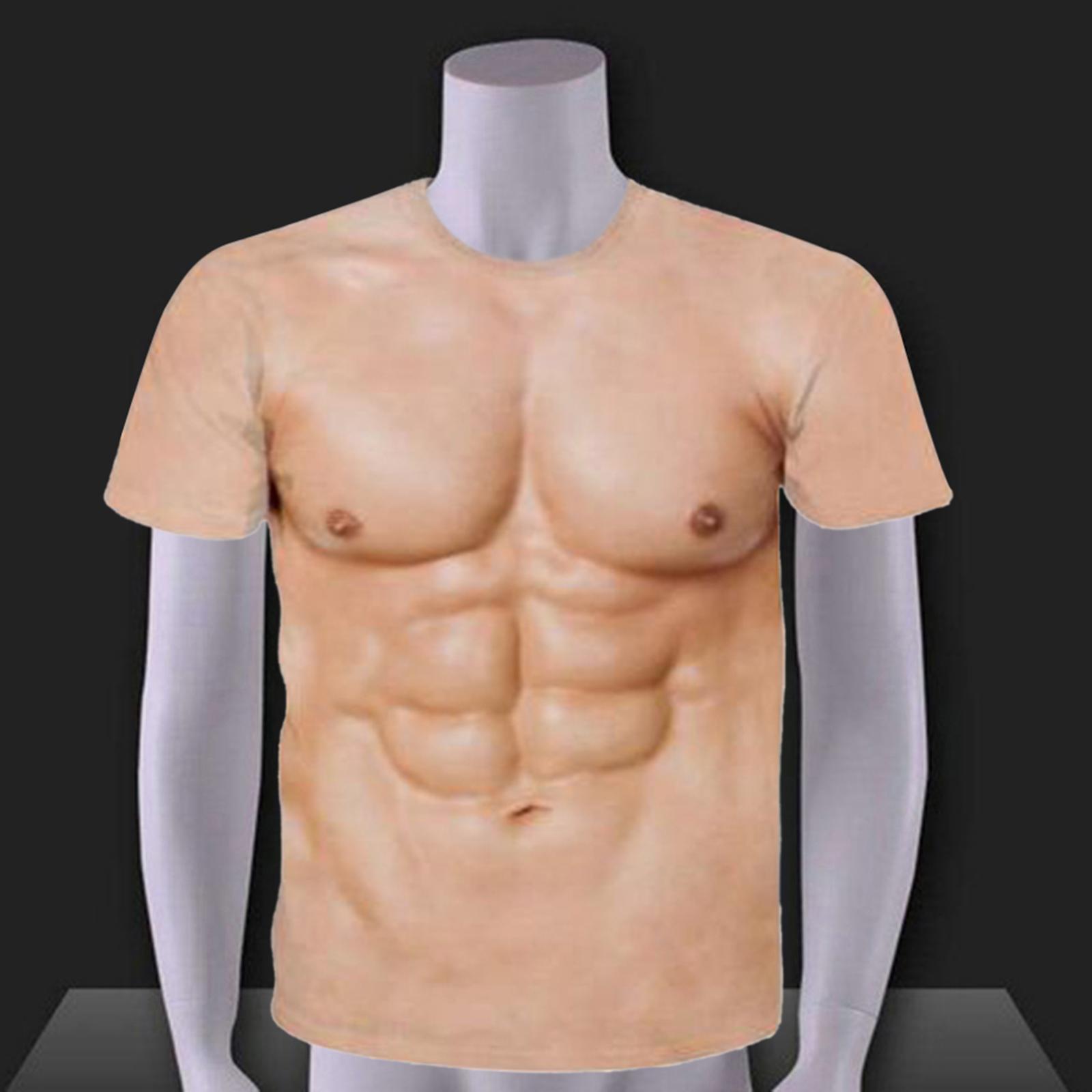 2Pieces 3D Printed Men' T Shirt Muscle Shirts Abdominal Tops Round Neck Graphic Short Sleeve for Outdoor Sports Traveling Walking