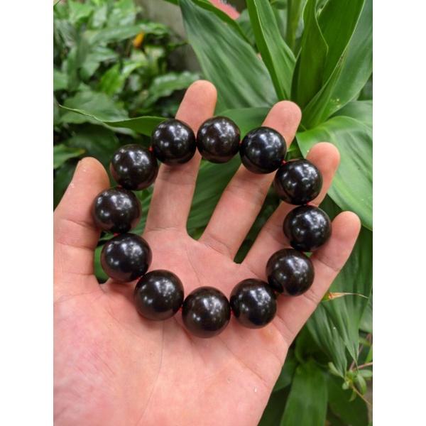 Vòng tay nam gỗ hạt to ĐẠI tròn 2 cm mun sừng khánh hòa