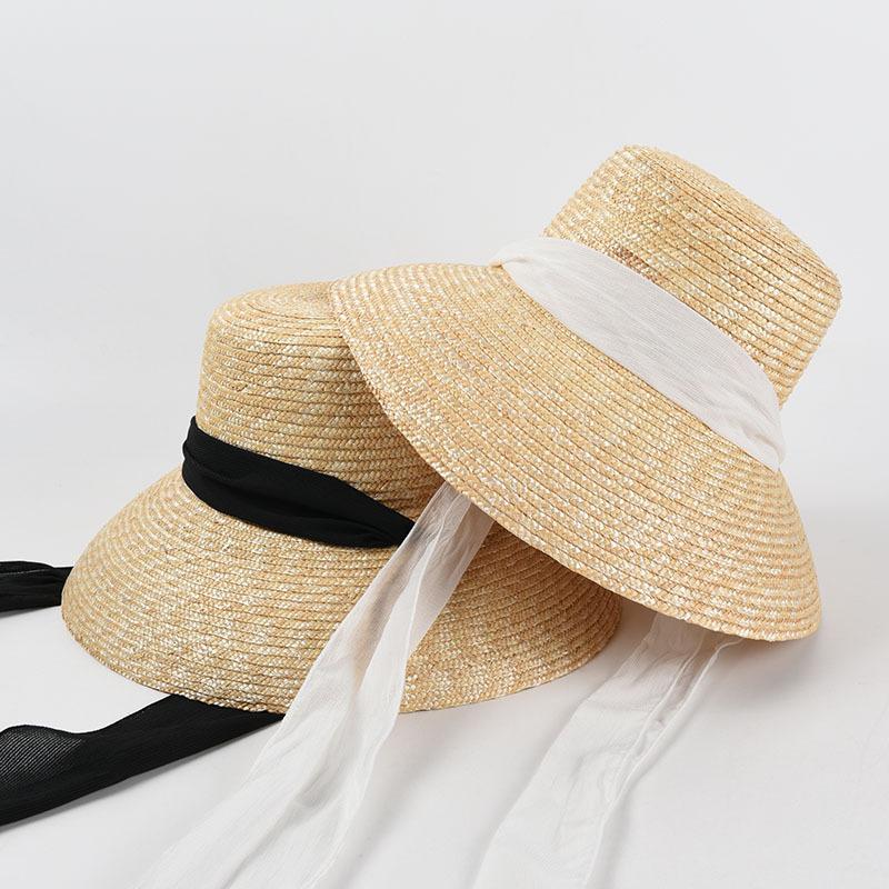 Phụ Nữ Mới Rộng Vành Miếng Vải Với Rabbion UV Bảo Vệ Ống Hút Boater Nón Size Lớn Đi Biển Vành Mùa Hè Cá Nón bán Buôn