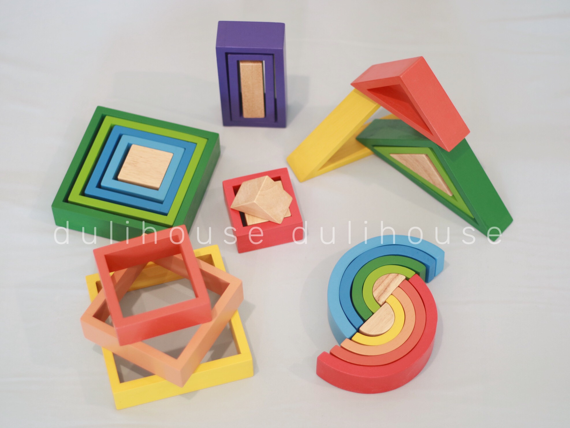 Đồ chơi gỗ cao cấp Bộ xếp hình cầu vồng giúp bé nhận biết các loại màu sắc cầu vồng, làm quen so sánh lớn nhỏ, phát triển tư duy - Sản xuất tại Việt Nam