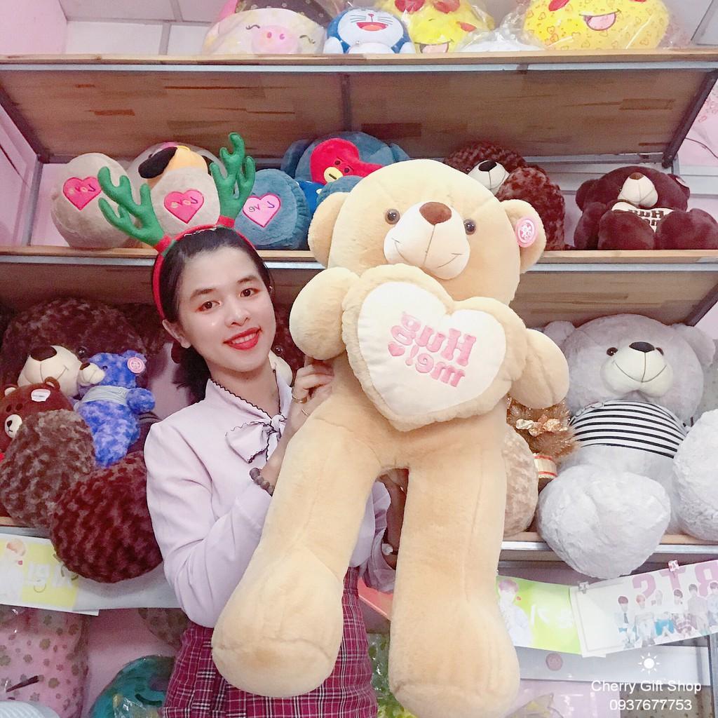 Gấu Bông Teddy Ôm Tim Cao Cấp 90cm Ảnh Shop Chụp